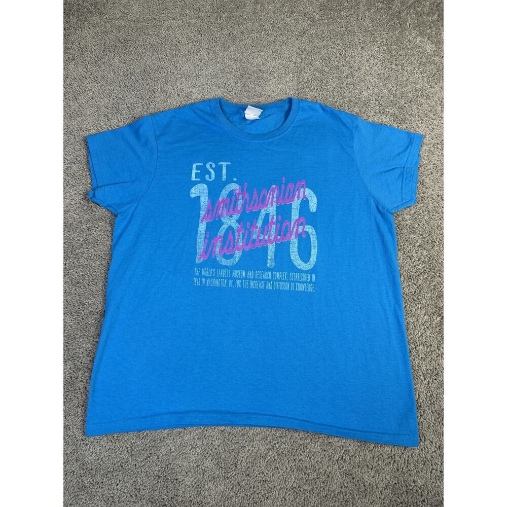 Smithsonian Institution Shirt Mens XL Blue Graphic Crew Neck Cotton Honduras
